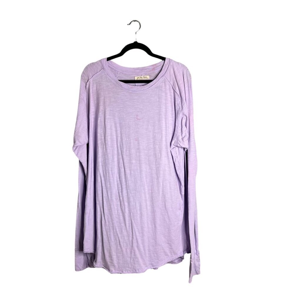 NWOT Free People Arden Tee Lilac Long Sleeve Thumb Holes Oversized **Defect XL